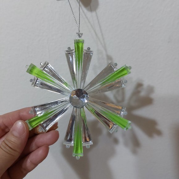 Green Clear Shiny Bead Xmas Ornament - Picture 1 of 4